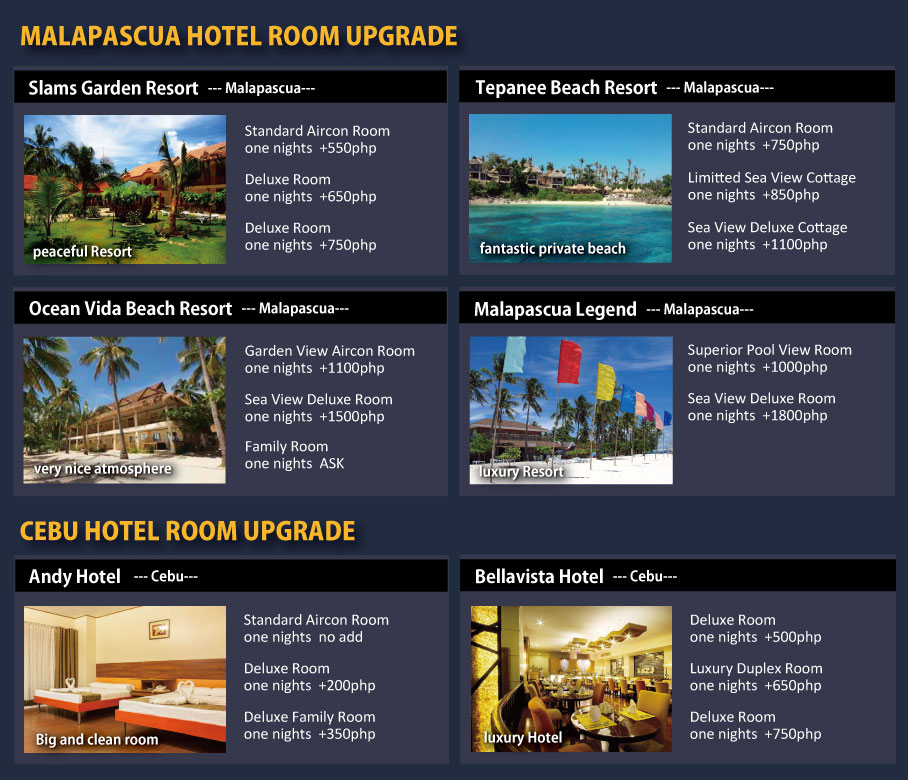 malapascua hotel upgrade list